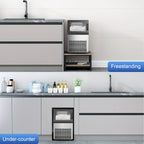 Large Ice Maker, 66Lbs/ 80Lbs/ 100Lbs Commercial Ice Maker, 24 Hour Timer, Self Cleaning Under Ice Machine, Automatic Full Ice Stop, Adjustable Ice Thickness And Ice Making Time, Suitable for Restaurants, Hospitals, Bars, Cafes, Laboratories