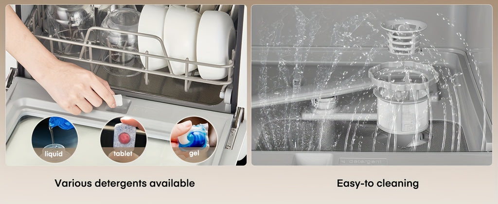 Countertop Dishwasher with 5+2 Programs, Air-Dry, Timer Function, Baby Care, 360° Dual Spray, 167℉ High-Temperature, No Plumbing Required, Portable Dishwasher with 1.32gal Built-in Water Tank, Mini Dishwasher for Home, Apartments, RVs