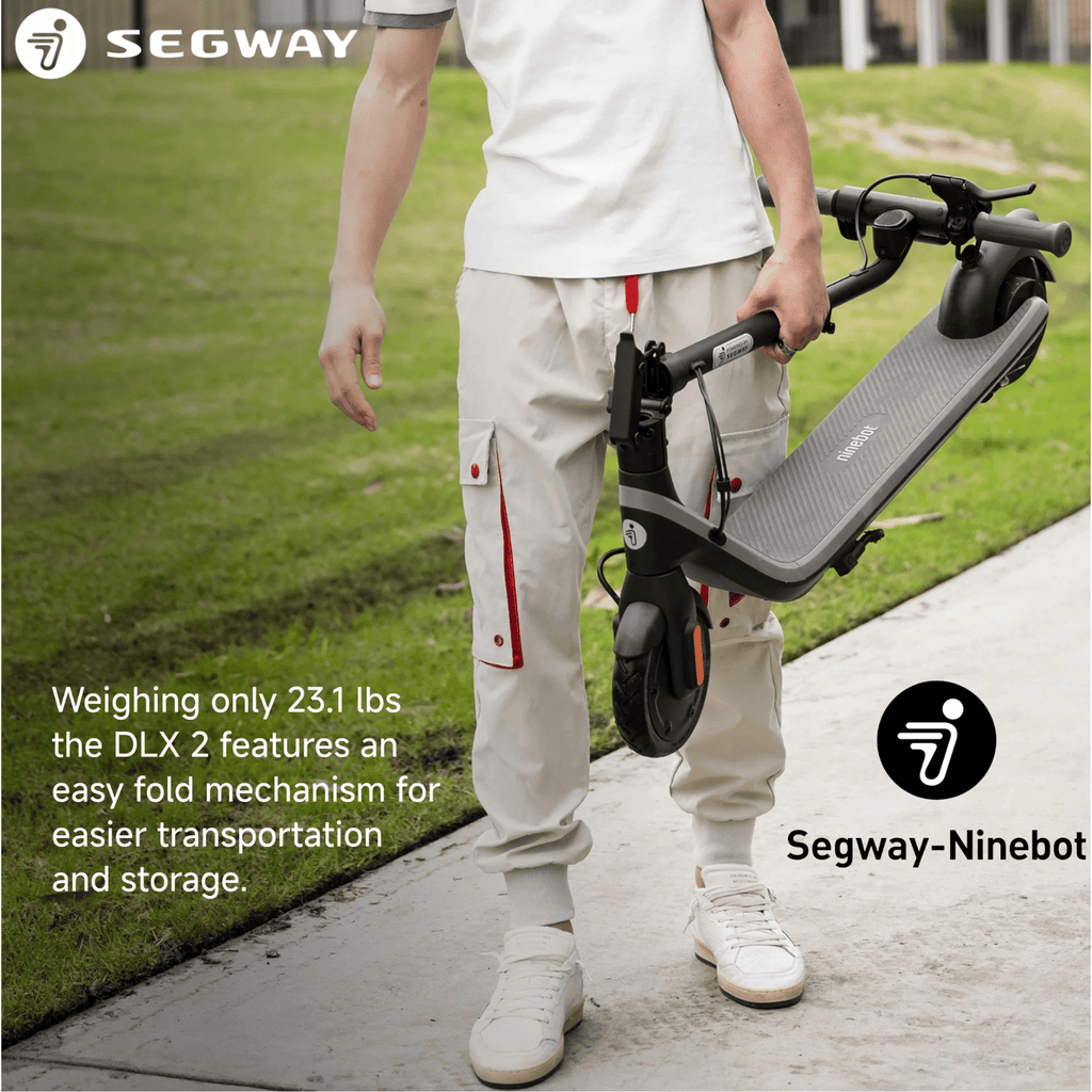 Kids Electric Kick Scooter — Segway DLX 2 in Black for Ages 6+ with Ambient Lights and 12.4 mph Max Speed