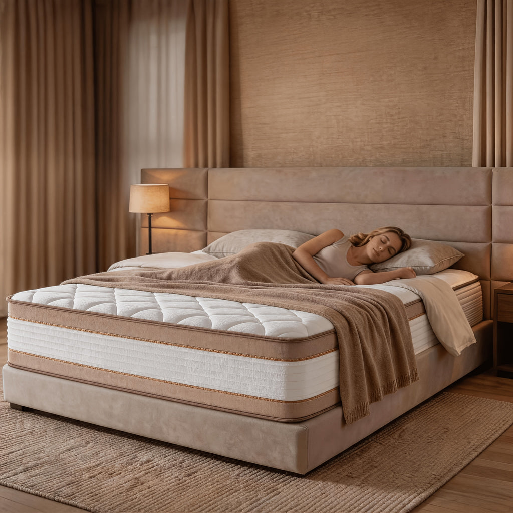 Queen Size 12/14 Inch Mixed Mattress Box - Memory And Spring Bed with Sports Isolation, Medium Hardness, Allergy Resistant Mattress Box Design, No Bedbox/Base Required, Easy to Install (Suitable for Full/Queen/King Sizes)
