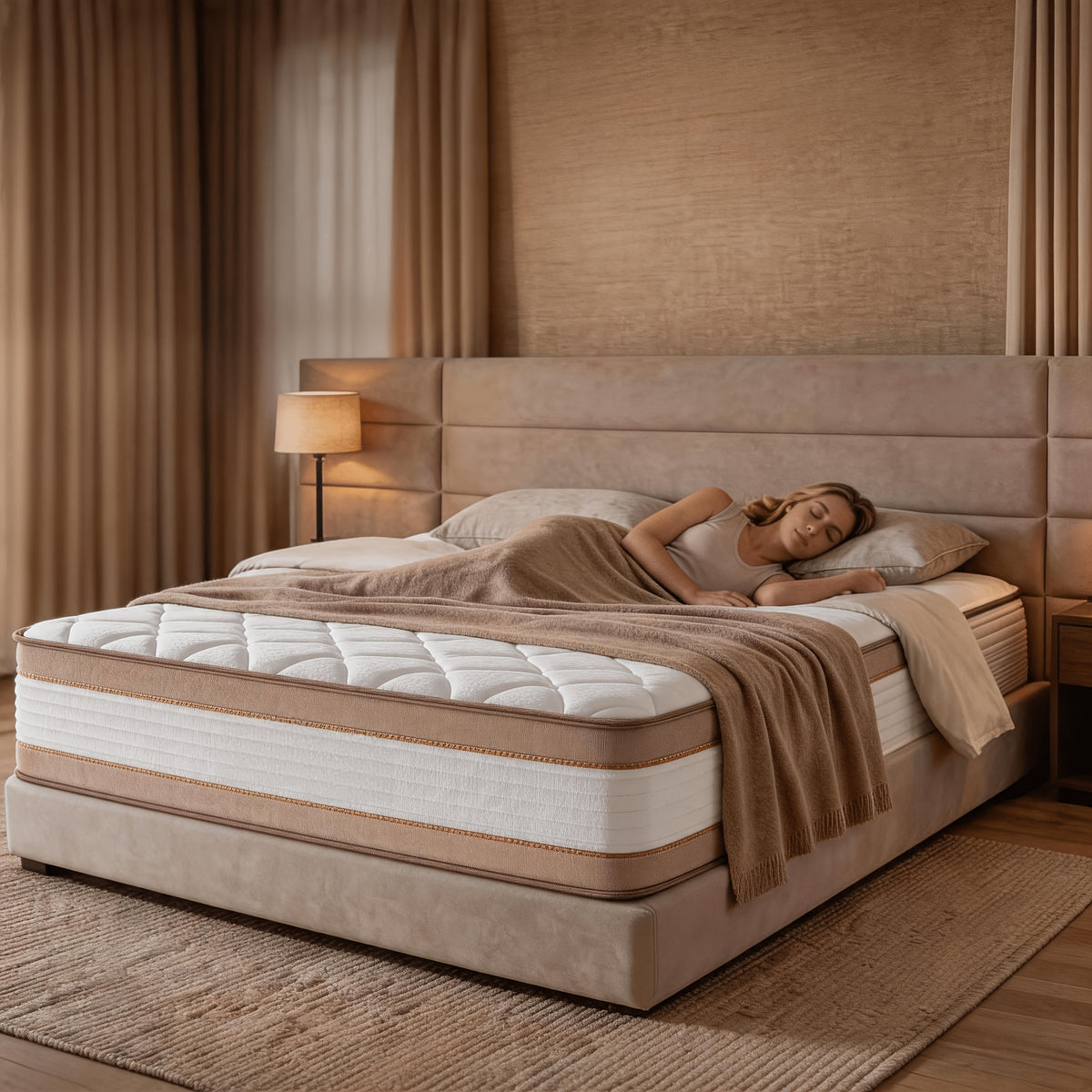 Queen Size 12/14 Inch Mixed Mattress Box - Memory And Spring Bed with Sports Isolation, Medium Hardness, Allergy Resistant Mattress Box Design, No Bedbox/Base Required, Easy to Install (Suitable for Full/Queen/King Sizes)