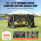 Pop-Up Screen Gazebo Tent by VEVOR, Removable Privacy Panels for Camping, Picnics and Backyard Gatherings