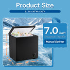 [Large Chest Freezer] Chest Deep Freezer, Large Freestanding Chest Freezer With 7 Level Adjustable Thermostat, Compact Top-Opening Deep Freezer With Removable Storage Baskets, Black