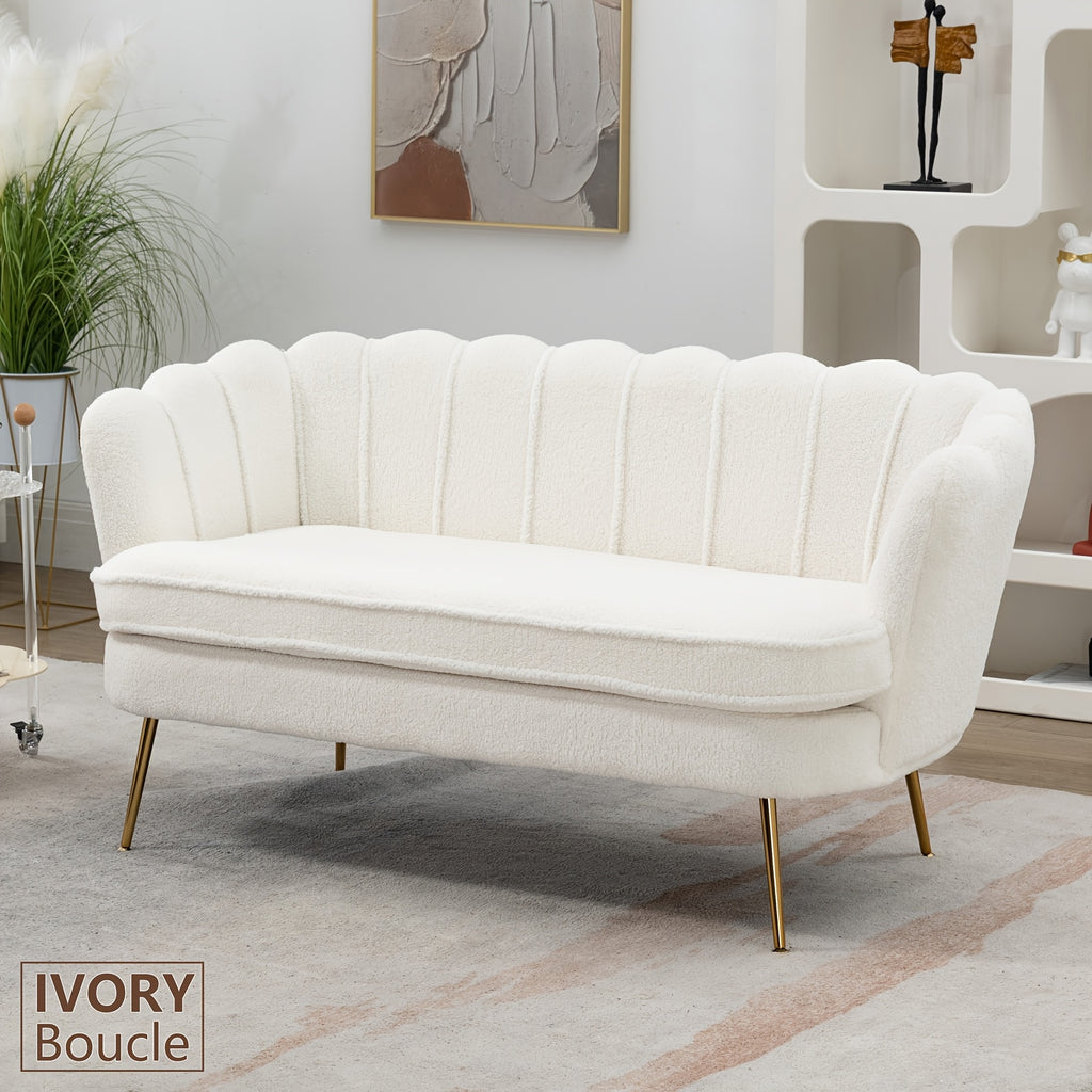 Comfy Loveseat Sofa Small Couch 2-Seater Sofa with Golden Metal Legs for Living Room, Bedroom, Apartment