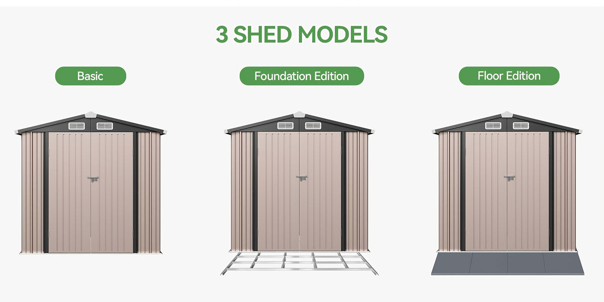 ULSMVOC 12X20X9.3/10X12/6X4 FT Metal Storage Shed - Outdoor Garden Shed Kit, Lockable Tool Shed, Backyard Shed with Double Hinged Doors, 4 Windows, Carport for Car, Truck, Bike And Lawn Mower & Equipment, Brown
