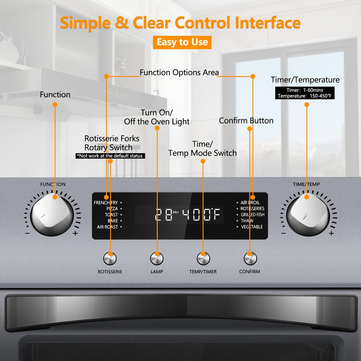 Cusimax Air Fryer Oven, 10-in-1 Air Fryer Toaster Oven Combo, 24QT Convection Toaster Oven Countertop With Rotisserie & Dehydrator, 7 Accessories, 1700w, Stainless Steel