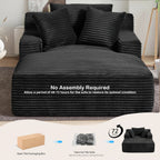 67" Chaise Lounge Chair Indoor, Oversized Boneless Lounge Chair With 3 Pillows, Flannel Cloud Reading Chair For Living Room Bedroom, Deep Seat Sleeper Couch, No Assembly Required