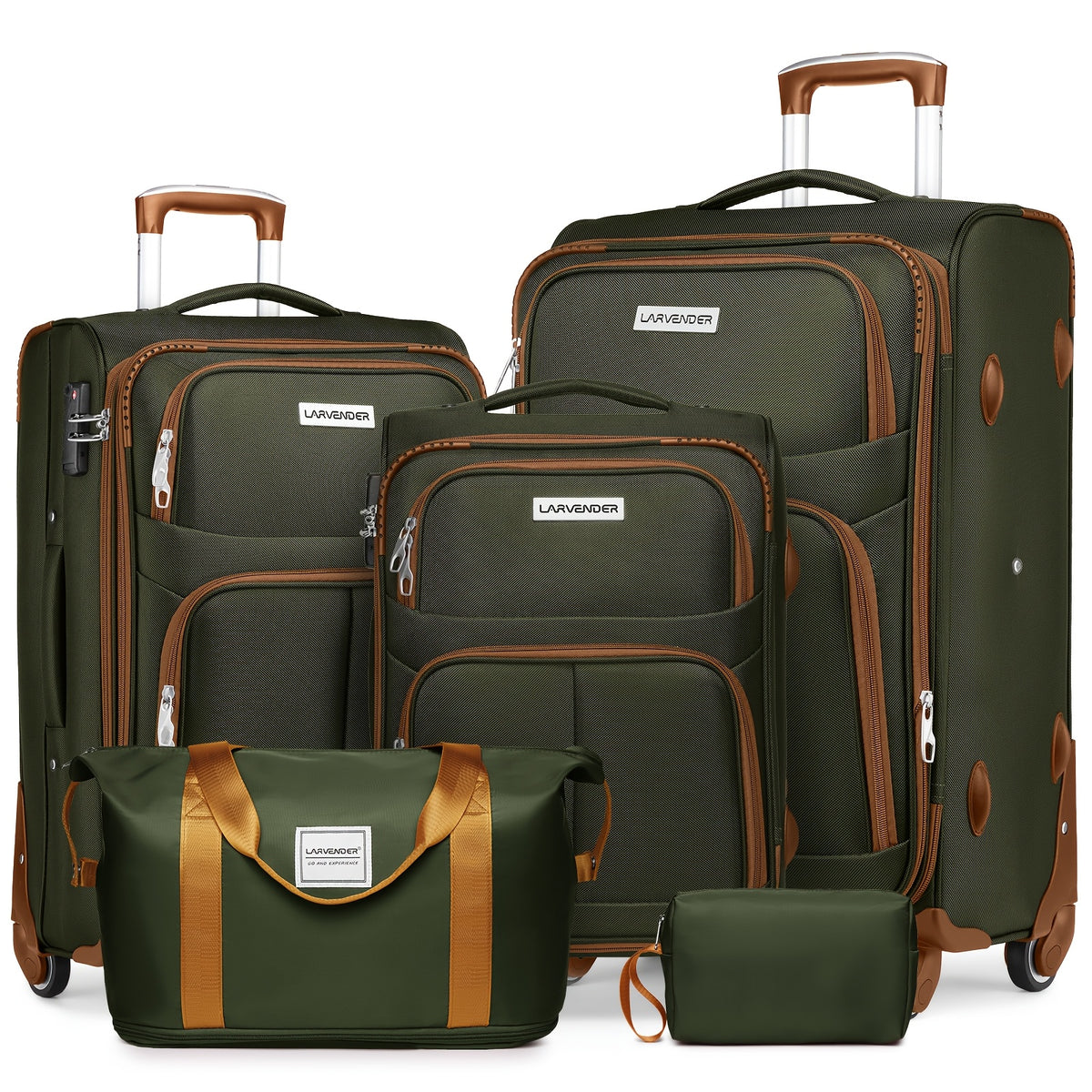 Softside Luggage Sets 4pcs with Duffel Bag, Expandable Rolling Suitcases Set with Spinner Wheels, Lightweight Upright Travel Luggage Set with TSA-Approved Lock, Multicolor