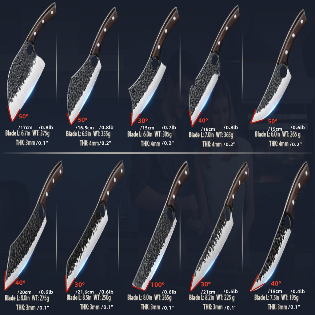 Serbian Chef Knife Set, Hand Forged Butcher Knife 15 Pcs Set with Knife Bag, Kitchen Knife Set, Meat Cutting Knife, Chest Trimming Knife, Christmas Gift for Men