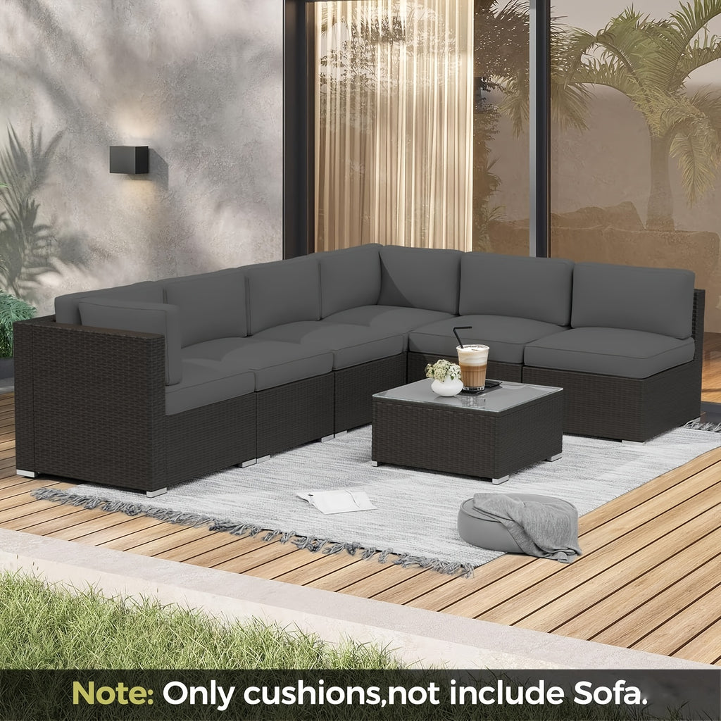 14pcs Outdoor Seat Cushions, Furniture Replacement Cushions with 6 Seat Cushion Covers And 8 Back Covers, for Sofa And Chair, Bench Seat Cushions, Patio Furniture Cushion Covers, Seat Cushion For Bench, Grey Chaise Lounge Cushions, Outside Cushions, Bench