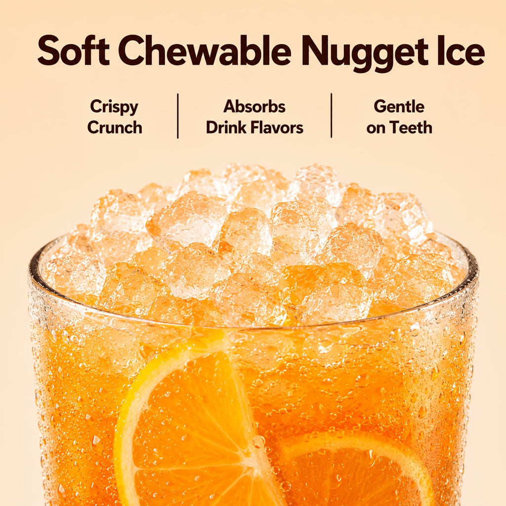 Nugget Ice Maker Countertop, 44 Lbs/Day, Soft Chewable Pebble Ice Machine with Stainless Steel Ice Scoop, for Home, Kitchen, Office, RV & Camping, Stainless Steel, Black