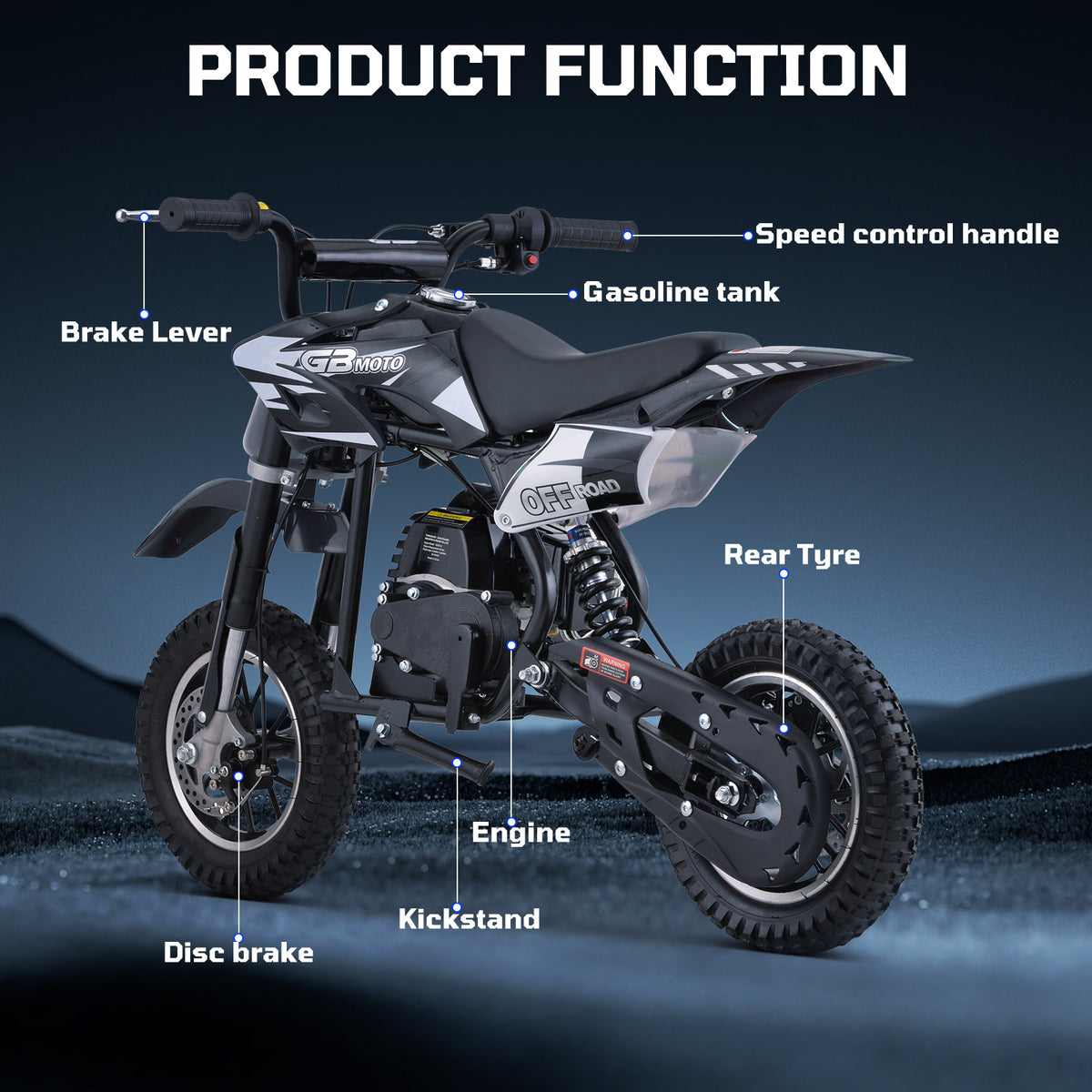 40cc Gas Powered Minibike, 4-Stroke, 20 Mph, 160 lbs Maximum Load, Ideal for Off-Road and Trail Riding, DB001 sports & outdoor play motorcycle
