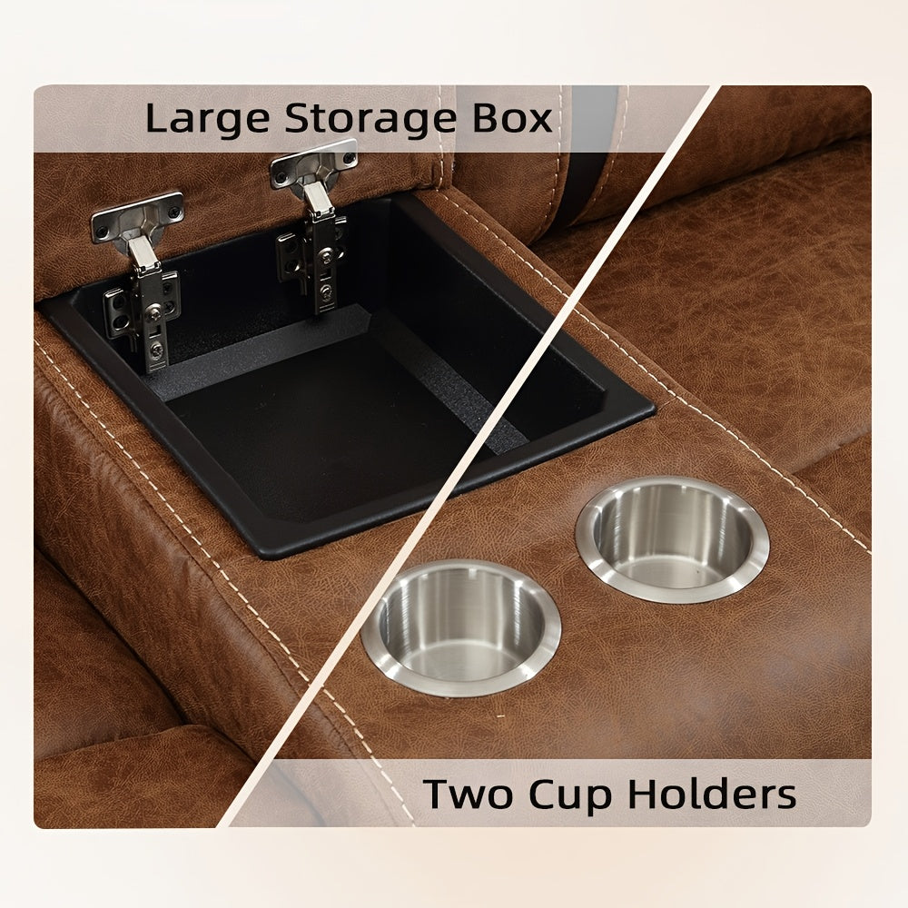 Faux Leather Manual Recliner Set: 3-Seat Sofa, Loveseat, Recliner Chair for Living Room And Meeting Room