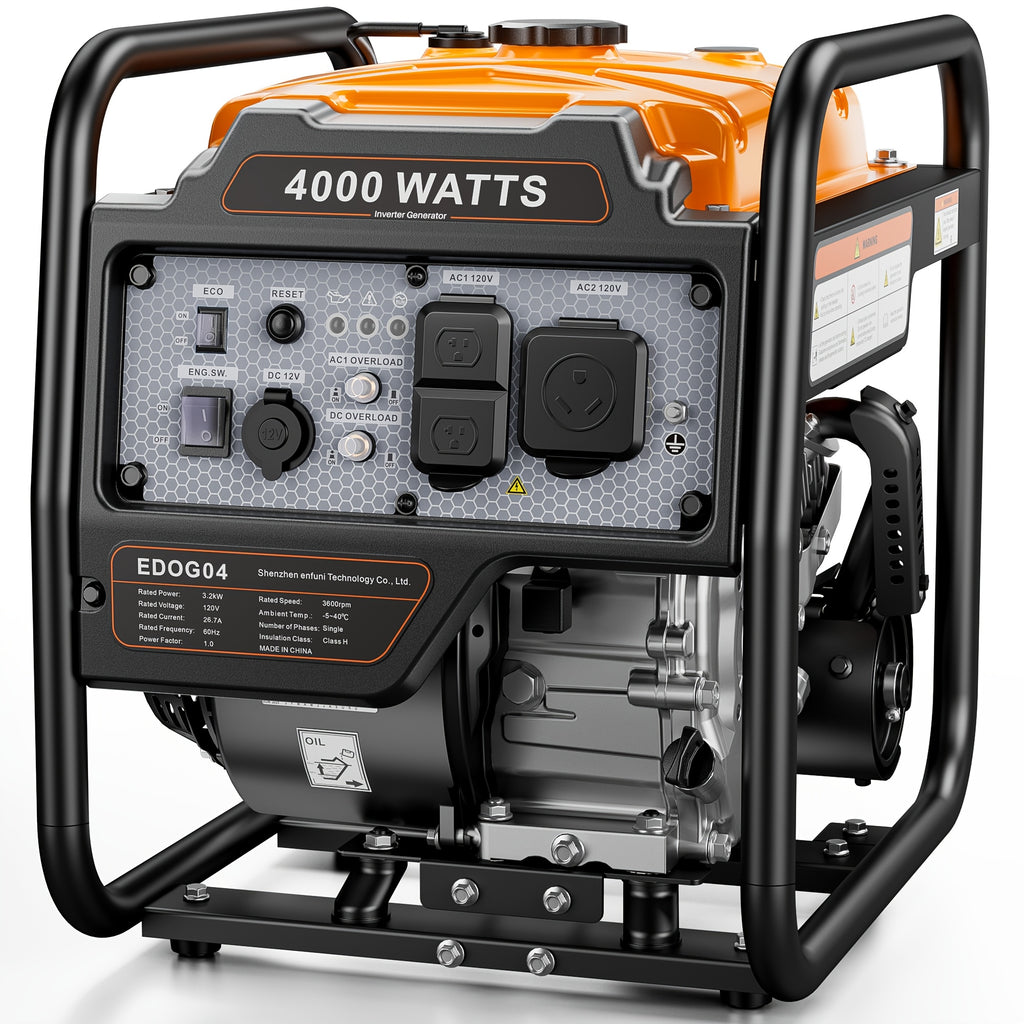 4000W Portable Inverter Generator, Low Noise Technology, 30A RV Outlet, Suitable for Home Emergencies, Emergency Use, and Camping, Can Handle Extreme Snowstorms and Hurricanes, Complies with EPA Standards