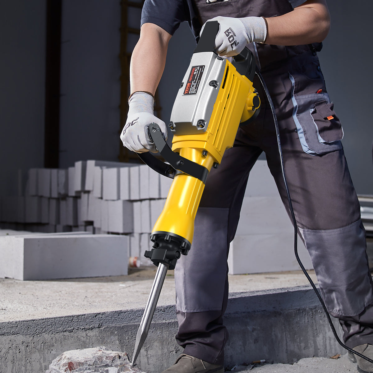 VEVOR Demolition Jack Hammer Concrete Breaker 2200W Electric Hammer 2 Chisel Bit