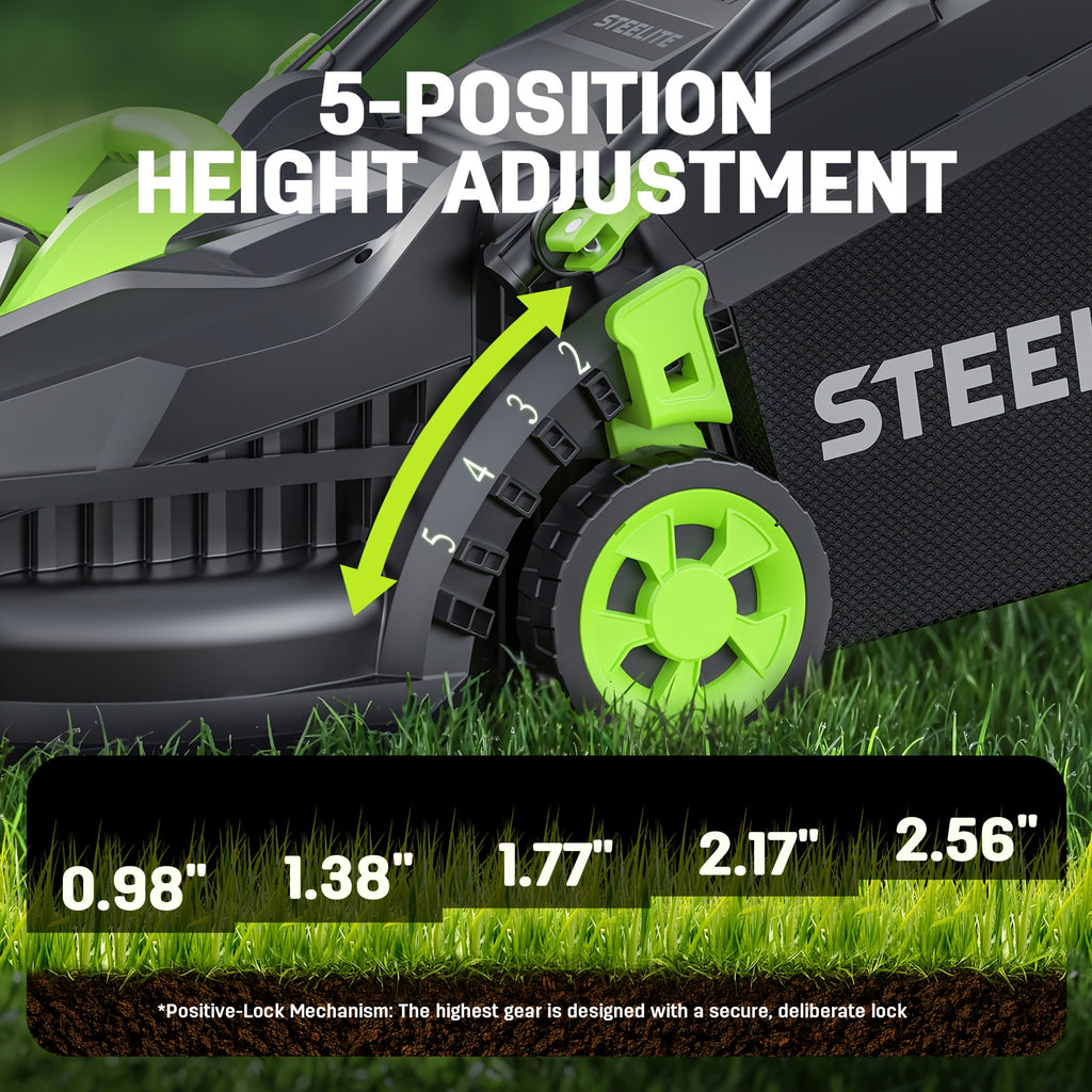 Deli Steelite 13-Inch Cordless Lawn Mower, 21V Electric Lawnmower with Brushless Motor for Garden, Configuration 1 Battery And 1 Charger Or 2 Batteries And 1 Charger