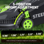 Deli Steelite 13" 21V Cordless Lawn Mower, Brushless Electric Push Mower, 5-Height Adjust, 8-Gallon Bag, 4.0Ah Battery (1 Or 2 Pack)