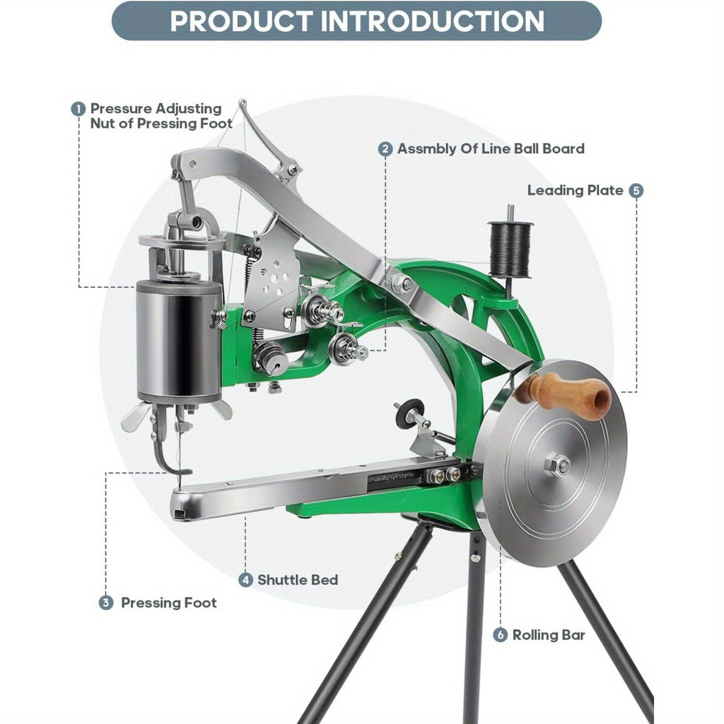 Manual Faux Leather Sewing Machine with 360° Rotating Foot - Heavy-Duty Portable Sewer Suitable for Leather, Shoe & DIY Projects, Compact Manual Operation, Easy Assembly, Durable Aluminum Alloy (for home, Clothing Factories)