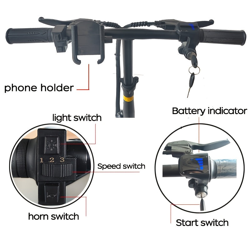 14 Inch Foldable Electric Bicycle,, 330 Pound Load-bearing Capacity, Max Speed Of 19MPH, 48V Lithium Battery, Range Of Approximately 18-28 Miles, Portable Folding Design, Outdoor Cycling Exercise, Urban Commuting Travel, Adult Gifts