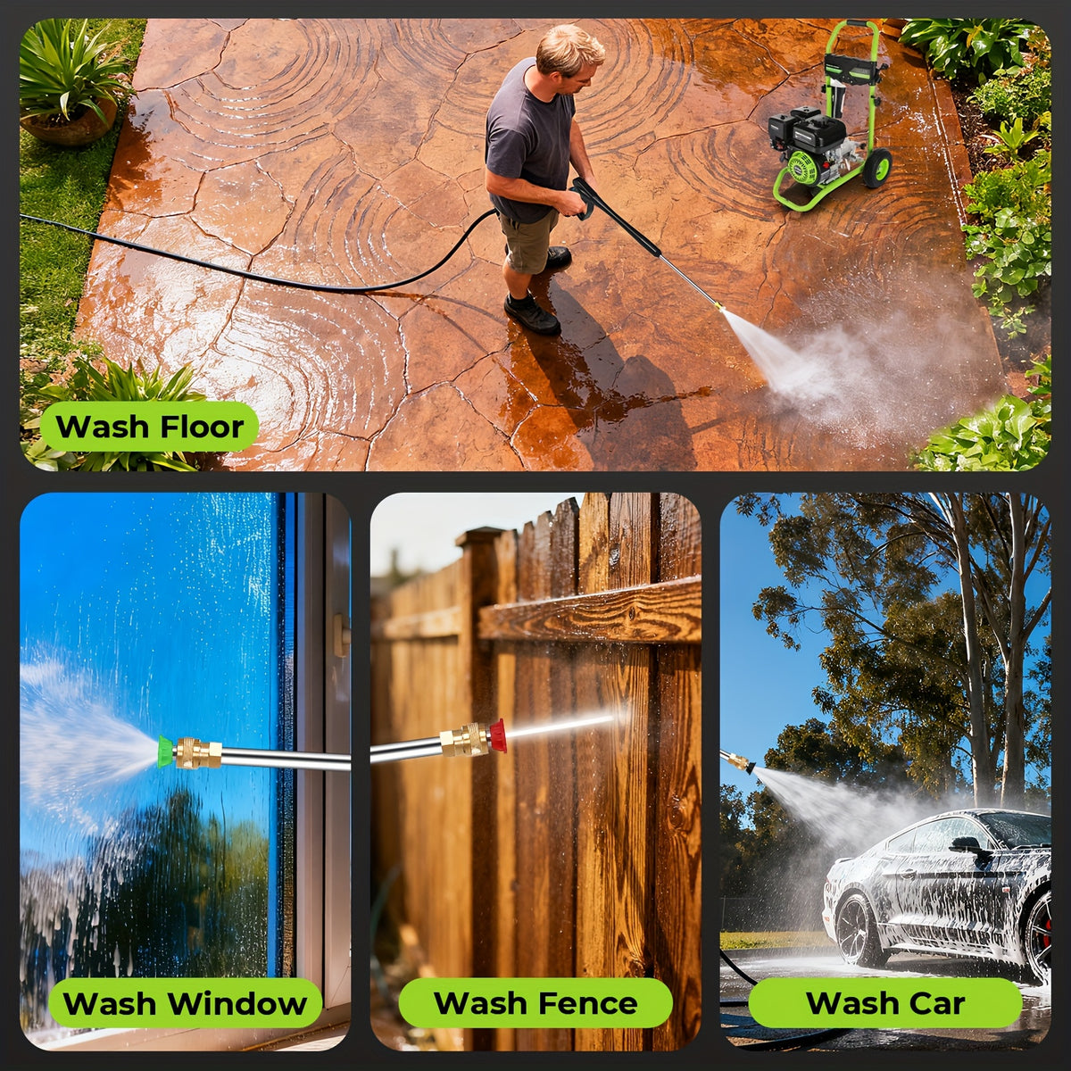 4400PSI Gas Pressure Washer 5.0GPM Gas Power Washer 212CC Gas Powered Washing Machine Commercial High Pressure Washer with 25ft Hose&5 Nozzles for Patio Garden Yard Vehicle, EPA/CARB/ETL