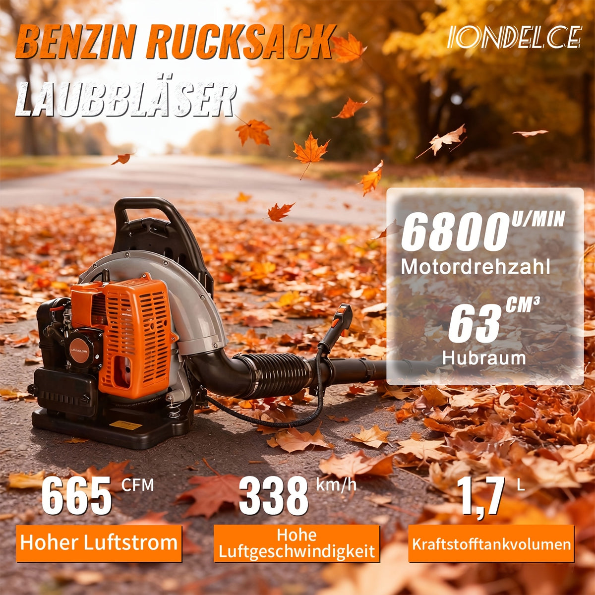 63Cc 665 CFM 338km/h Backpack Blower, Gas Snow Blower, 2-Cycle Gas Leaf Blower, Ergonomically Designed, with Cruise Control, Commercial-Grade Gas-Powered BackpackBlower, Suitable for Lawn Care, Garden AndYard Cleaning, Snow Removal, Father's Day Gift