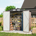 6X4/8X6/10X8/10X12Ft Gable Roof Metal Storage Shed, Heavy Duty Outdoor Garden Shed with Lockable Doors And Vents, Weather-Resistant Utility Shed for Backyard Tools, Brown/Black
