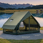 65 Sq.ft Inflatable Camping Tent For 3-4 Person, Self-Supporting Air Tent With Easy Setup, Windproof Cabin Tent With Mesh Windows, Portable Inflatable Tent For Outdoor Camping, Hiking, Backpacking & Travel