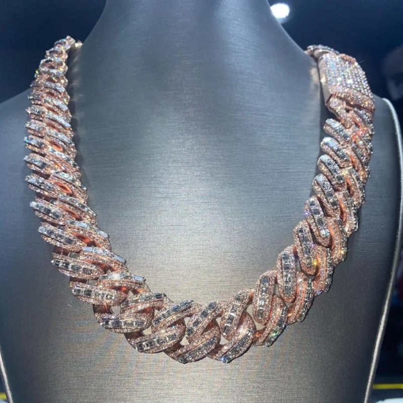 Men'S And Women'S Jewelry Necklaces, High-Quality 20Mm Cuban Chains, Laboratory Grown Rose Golden, Lab-Grown Chains, Pendants, Bracelets, Crosses, Additions, Unusual Gifts