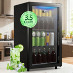 WANAI 3.5 Cu.Ft. Mini Beverage Fridge for Wine, 150 Can Small Wine Cooler for Home and Bar, Electronic Temperature Knob Control