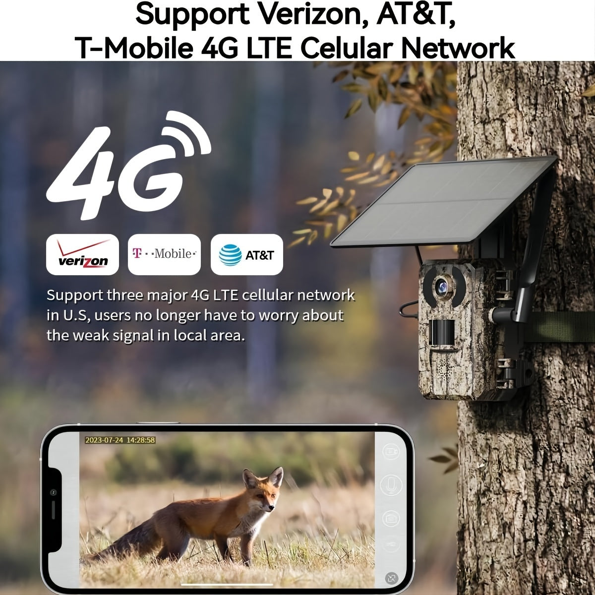 [4K Live Streaming] 4G LTE Cellular Trail Cameras With 4K Live Streaming, 3rd Generation Cellular Trail Camera With Live Streaming, Solar Powered Game Camera, Includes SIM Card, Remote App Access, Video Playback, Motion Activation And 0.2 Second Trigger T