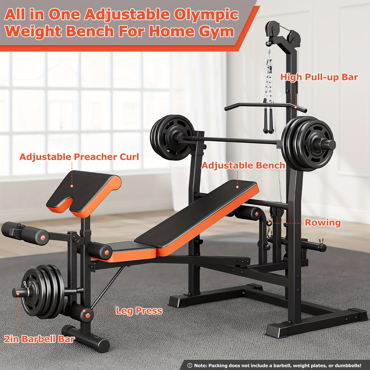 14-in-1 Adjustable Weight Bench, Heavy-Duty Workout Bench for Full Body Strength Training, Multi-Functional Home Gym Fitness Equipment, Durable & Space-Saving Design, Easy Installation, Professional Training Bench
