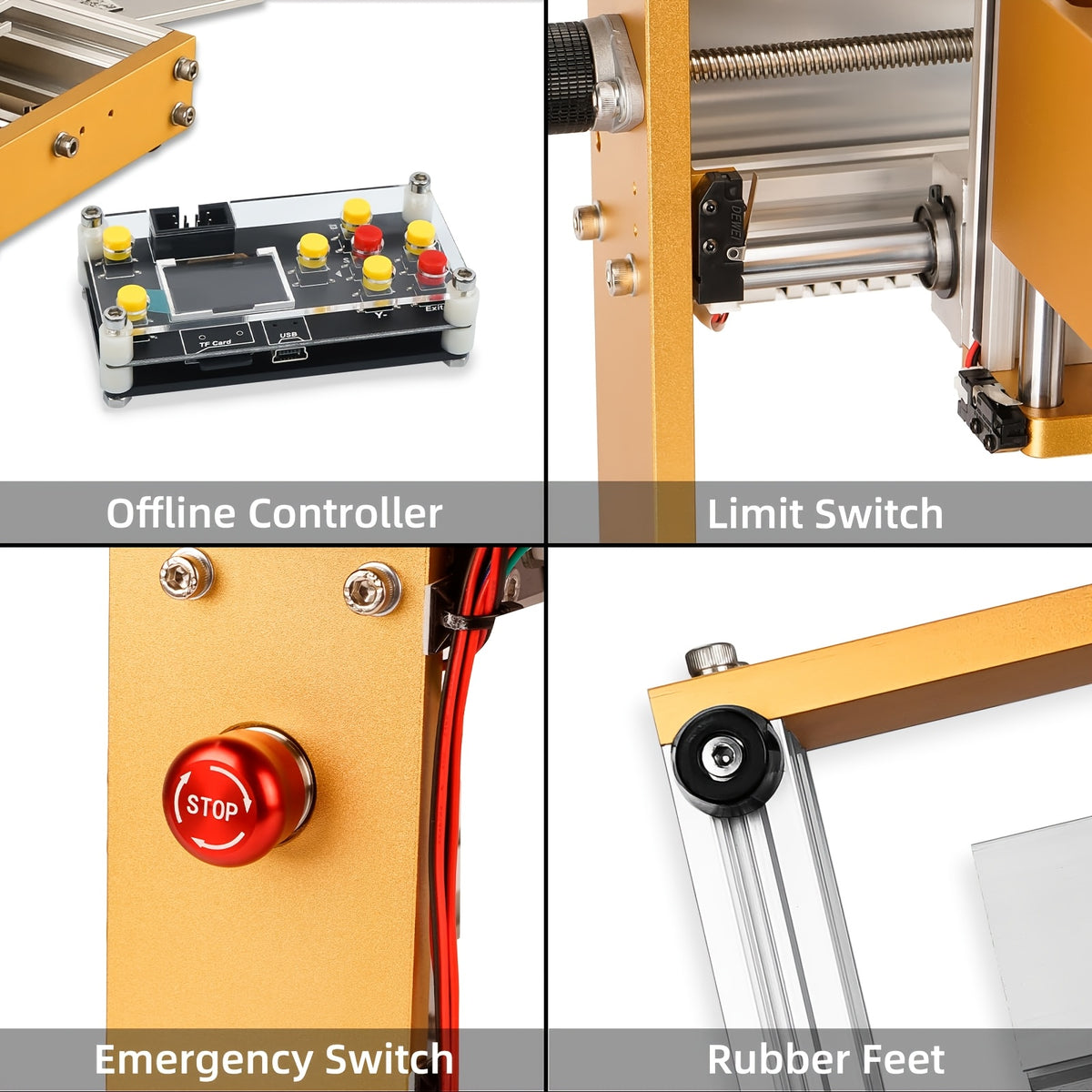 LUNYEE 500W All Metal CNC Machine, 3018 Pro Max CNC Wood Router Machine, 3-Axis Metal Milling Machine for Cutting Wood, Acrylic, PCB Plastic, Working Area: 300 X 180 X 80mm