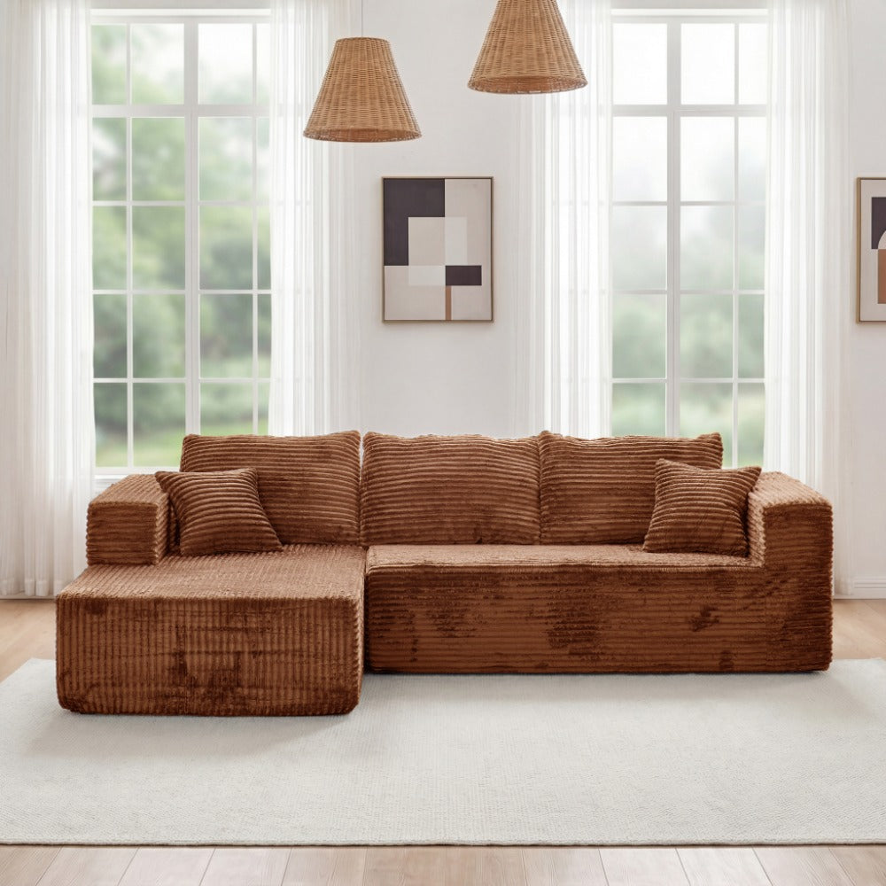 Modular Combination Sofa, Comfortable and Fluffy, L-shaped, Dark Black Color, Suitable for the Living Room, Deep Seat Design, Memory Foam, Boneless Velvet Fabric
