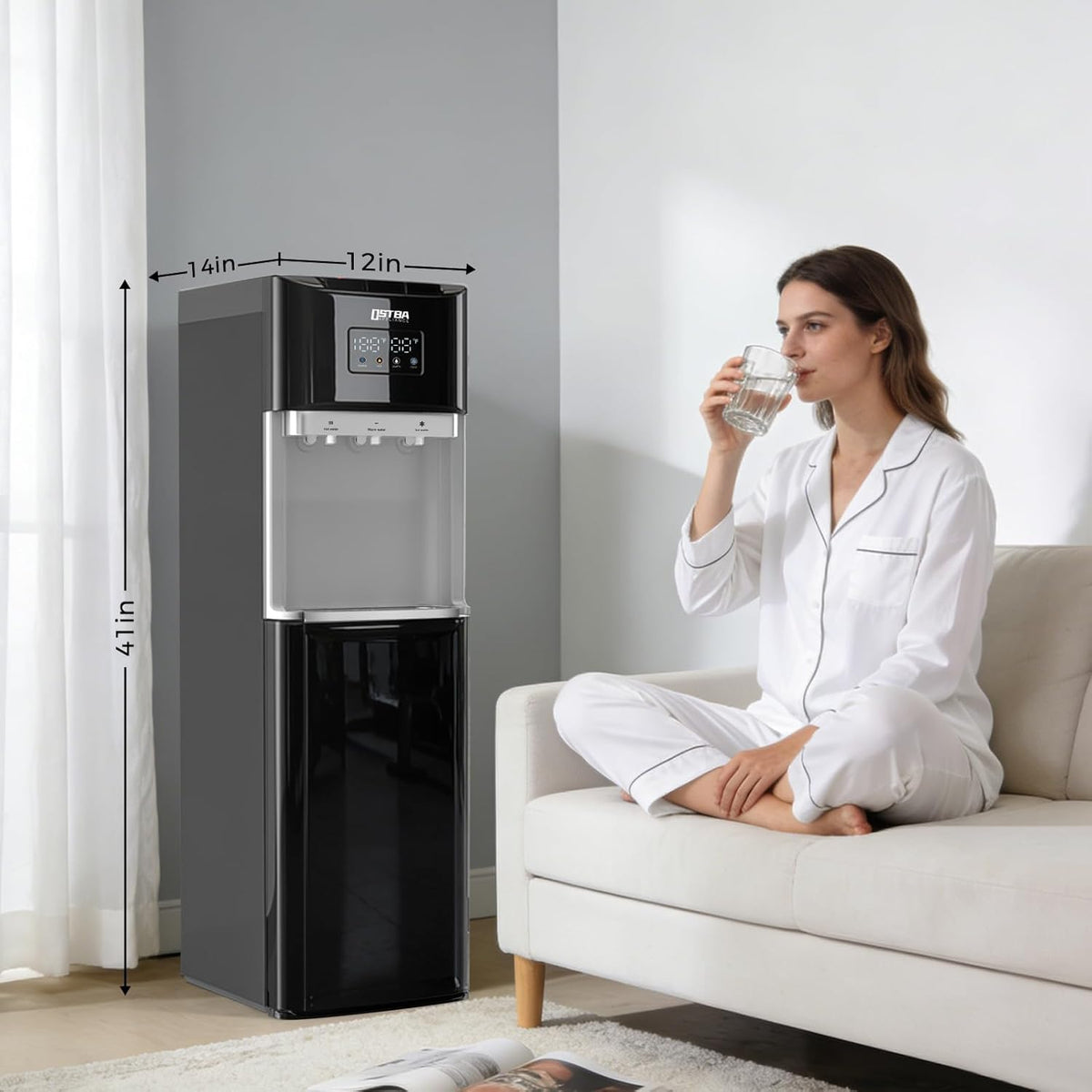 Bottom Load Water Dispenser, LED Display, Hot Cold & Room Water, Stainless Steel Tank, Child Lock, 3 & 5 Gallon for Home & Office