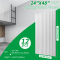 White 12-sheet 3D Slat Design Wall Panels for Interior Room Decor, 2x4 FT PVC Decorative Panels - Ideal for Stylish Flooring and Wall Enhancements