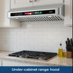 30/36-inch 900 CFM Smart Cabinet Range Hood, Four-speed Wind Control, Voice/gesture/touch Control, Low-noise Design, Stainless Steel + Tempered Glass, Dual Motor Power, Ultra-slim Body, Suitable for Modern Kitchens