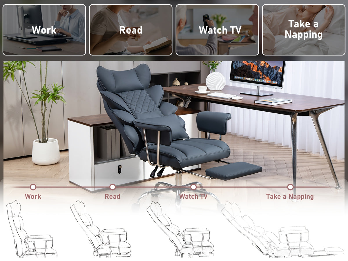 Heavy-Duty Office Chair Designed for Individuals Up to 500 Pounds, Featuring a High Back, Gaming Style with a Footrest, Ergonomic Design, And Adjustable Height with Fixed Soft Armrests