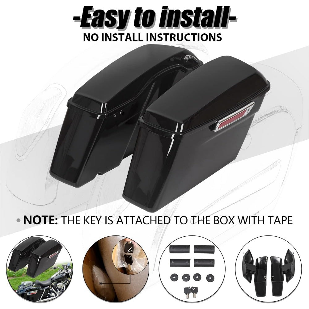 Hard Saddle Bags Trunk W/Lid & Latch Key Compatible With 1993-2013 for Touring Models FLT, FLHT, FLHTCU, FLHRC, Road King, Road Glide, Street Glide, Electra Glide, Ultra-Classic