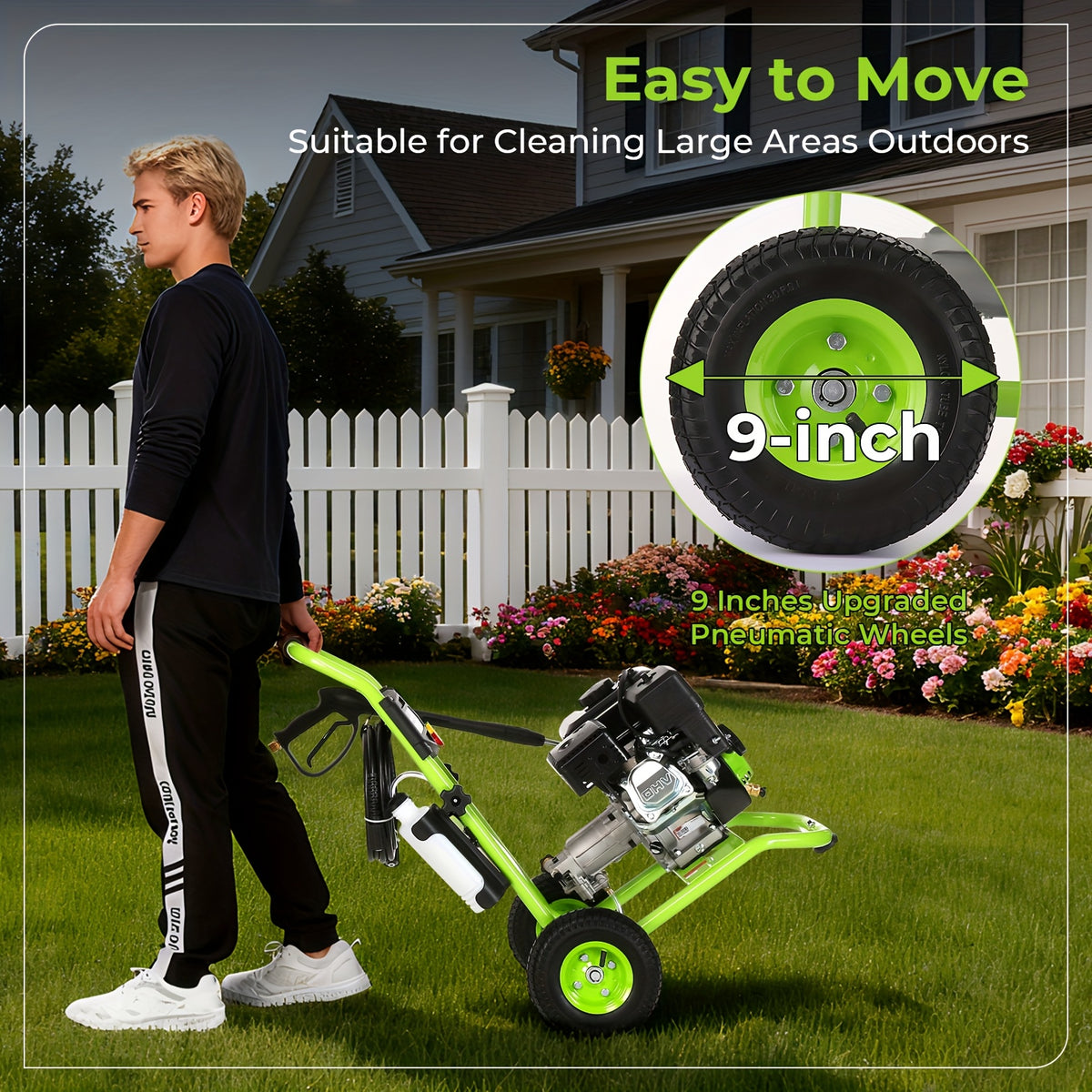 4400PSI Gas Pressure Washer 5.0GPM Gas Power Washer 212CC Gas Powered Washing Machine Commercial High Pressure Washer with 25ft Hose&5 Nozzles for Patio Garden Yard Vehicle, EPA/CARB/ETL
