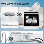 ICYGLEE Portable Mini Dishwasher, Compact Countertop Dishwasher, Equipped with a 5-Liter Built-In Water Tank, Ideal for Apartments And Motorhomes, Offers 6 Modes And Baby Care, No Plumbing Installation Required