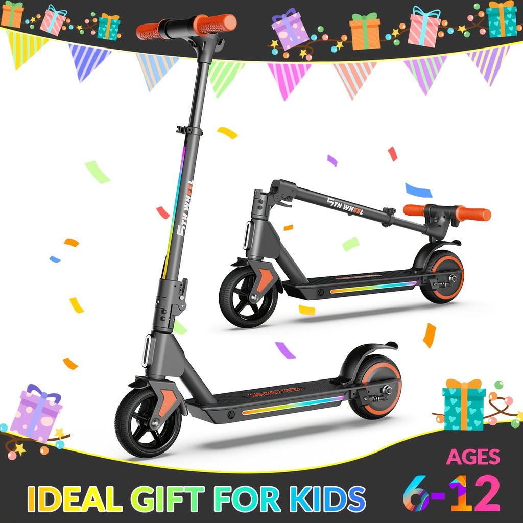 Foldable Kids Electric Scooter with 130W Motor & 10 MPH Speed, 5-Mile Range, 3-Speed Modes, Adjustable Height, Suspension & Rear Brake Suitable for Boys & Girls 6-12 Years, Compact for Short Trips,, Plug