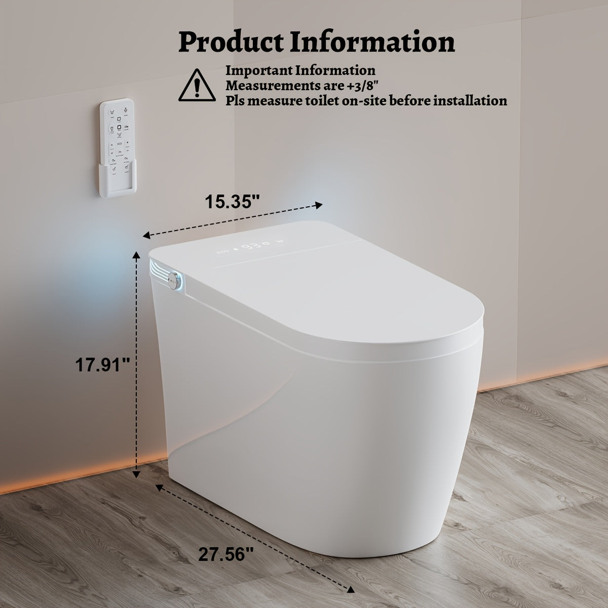 Smart Toilet With Bidet Built In, Elongated Toilet With Heated Seat, Dryer, Auto-Lift Lid, Soft Close, Electric Tankless Toilets With Auto Flush