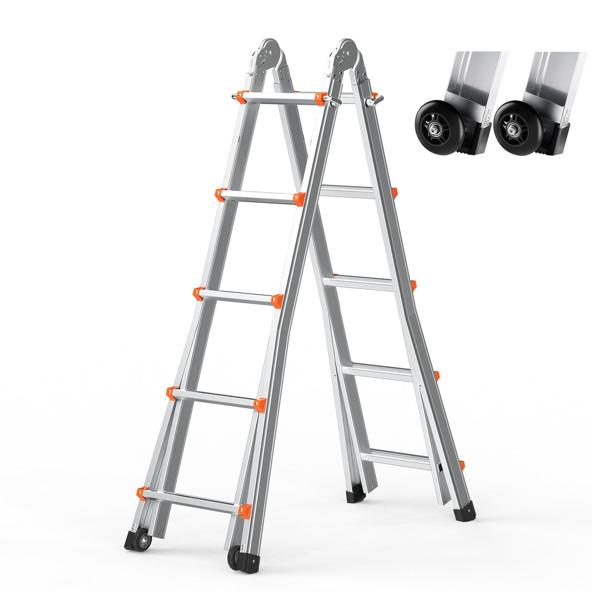 VEVOR Telescoping Ladder A Frame 9.5 FT 2880mm / 11FT 3350 mm / 13 FT 4000mm / 15.5FT 4670 mm / 17FT 5120 mm / 20FT 5990 mm/ 20.5FT 6230 mm Extension Multi-Function for Homework