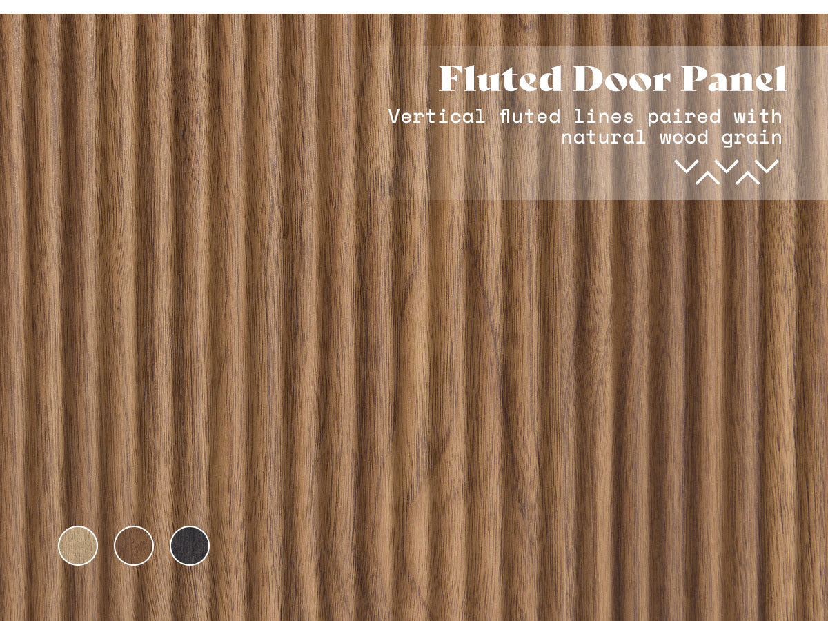 70 inch Fluted TV Console | Modern Wood Entertainment Media Console for TVs up to 80", with Storage Cabinets, by LUXOAK