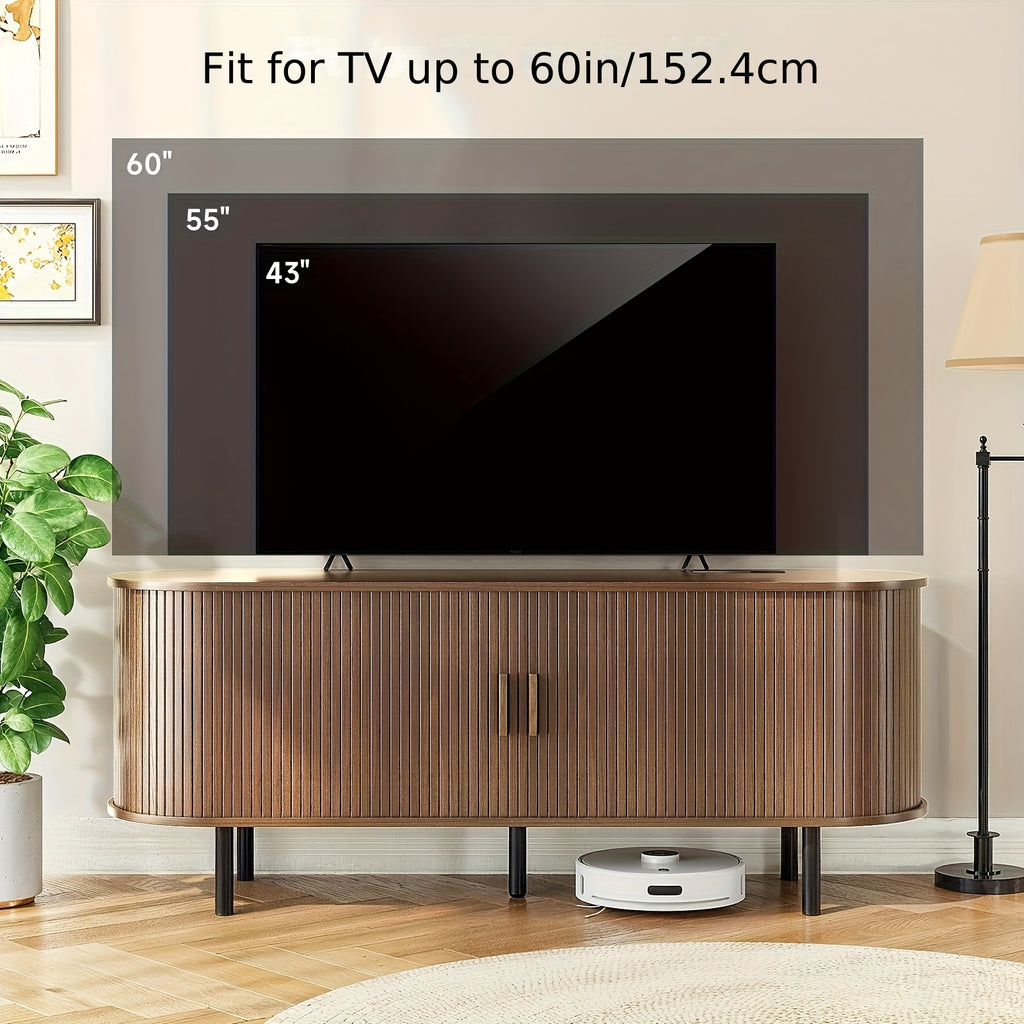 PAZCASA 70.8 Inch/55 Inch TV Stand with Power Outlet for Tvs Up to 75 Inches, Entertainment Center with Storage And Adjustable Shelves, Modern Media Console with Sliding Doors for Living Room, Walnut/Black/Oak