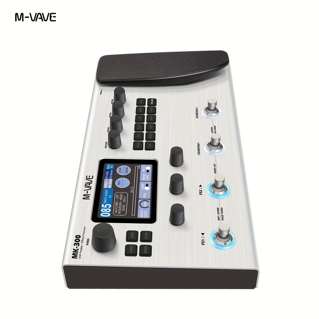 M-VAVE MK-300 -in- Electric Guitar & Bass Multi-Effects Processor with Drum Machine Backing Loop, Emulated Amplifier Suitable for Studios, Performances, Recording Gear, Looping Effects Unit