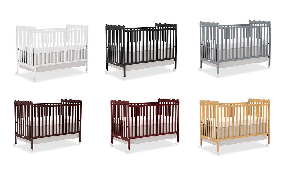 Goldzone 4in 1 Convertible Baby Crib, Wooden Baby Stuffs Converts Into Toddler Bed, Daybed, Newborn Essential with 3 Adjustable Base, Nursery Decor Necessities with Wheel & Non-Toxic Finishes, Item Weight: 36lbs, Maximum Weight Recommendation: 50lbs