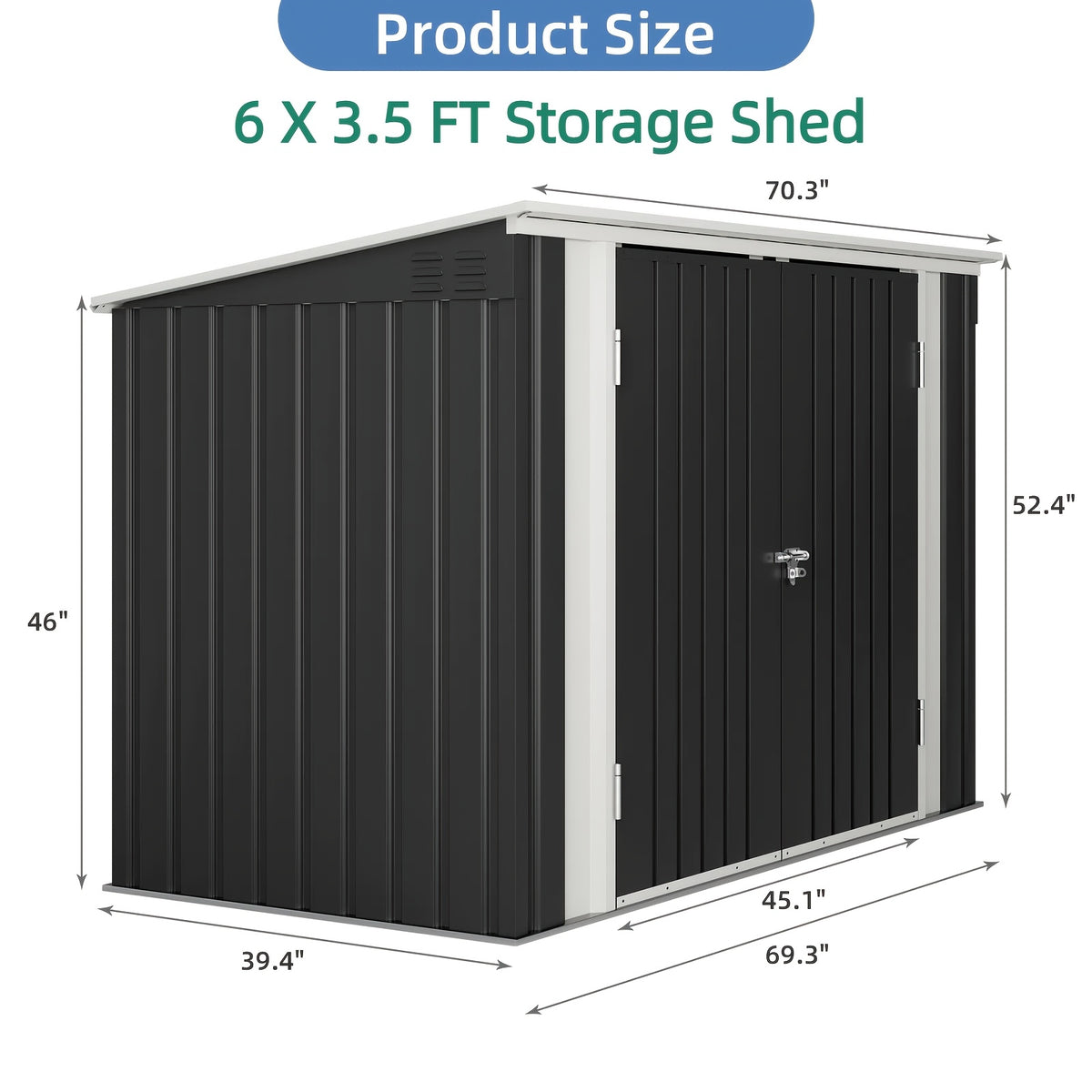 GUNJI 6X3.5 FT And 8X10 FT And 8X12 FT Outdoor Storage Shed, Large Metal Garden Shed with Lockable Waterproof Door, Garbage Cans, Pool Supplies, Tool Sheds for Backyard Garden Patio Lawn