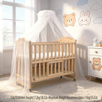 Non-full-size Wooden Convertible Crib with a Dome-shaped Mosquito Net and 3-inch Sponge Mattress, Convertible into a Rocking Bed. Features a Three-position Adjustable Bed Base Height and Oversized Storage Space at the Bottom. Equipped with TPR Steel