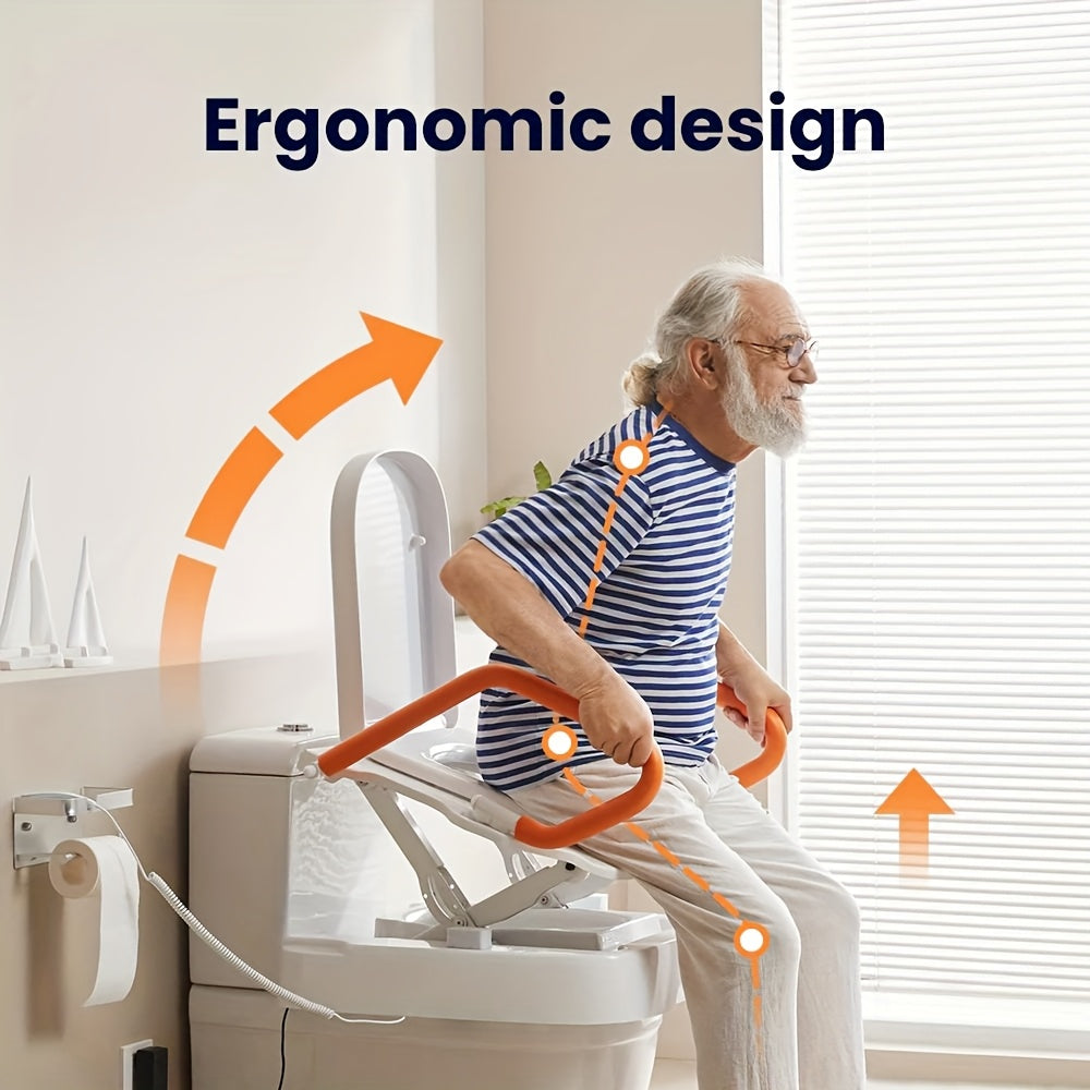[For Elderly] Electric Raised Toilet Seat, Electric Toilet Seat Lift, Powered Toilet Seat Riser with Handles, Toilet Lift Seat for Elderly, Support Up to 330LBS